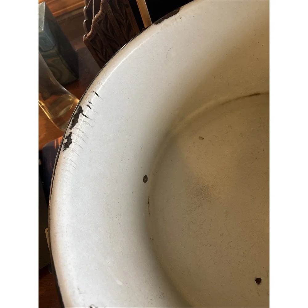 Vintage Enamel Ware Graniteware‎ Tub Basin Farm House Handle Bowl 19